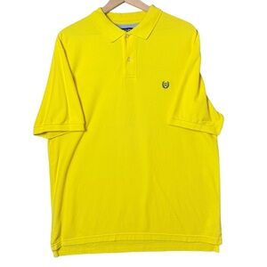 Chaps Mens Short Sleeve Collared Polo Shirt Solid Yellow 100% Cotton size XL
